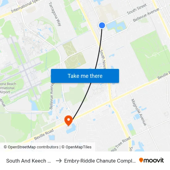 South And Keech Ob to Embry-Riddle Chanute Complex map