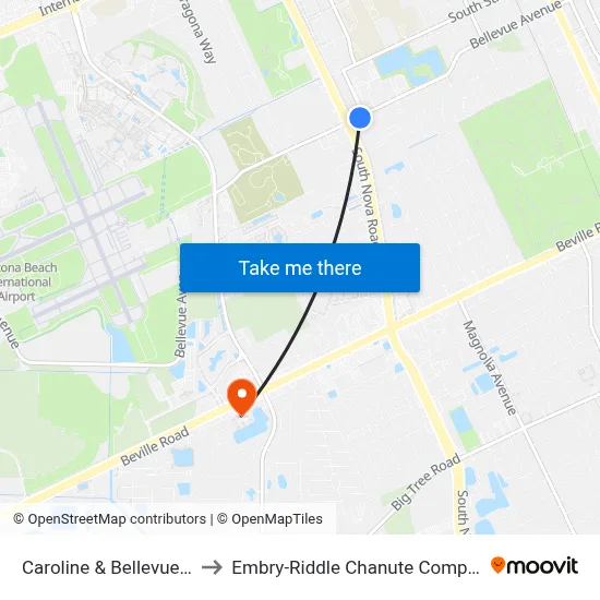 Caroline & Bellevue Ib to Embry-Riddle Chanute Complex map