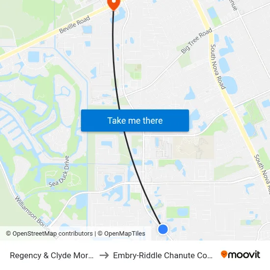 Regency & Clyde Morris Ib to Embry-Riddle Chanute Complex map