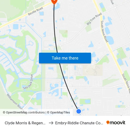 Clyde Morris & Regency Ob to Embry-Riddle Chanute Complex map