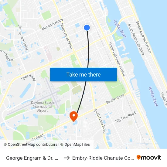 George Engram & Dr. Mlk Ob to Embry-Riddle Chanute Complex map