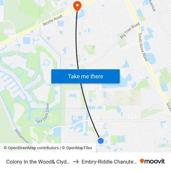 Colony In the Wood& Clyde Morris Ib to Embry-Riddle Chanute Complex map