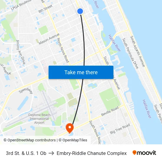 3rd St. & U.S. 1 Ob to Embry-Riddle Chanute Complex map