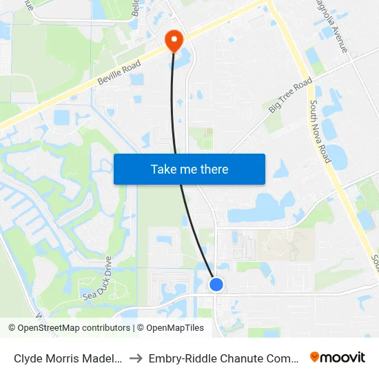 Clyde Morris  Madeline to Embry-Riddle Chanute Complex map