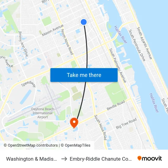 Washington & Madison Ib to Embry-Riddle Chanute Complex map