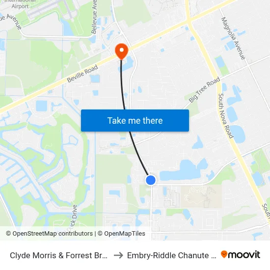 Clyde Morris & Forrest Branch S Ob to Embry-Riddle Chanute Complex map