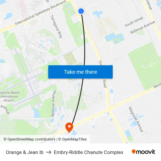 Orange & Jean Ib to Embry-Riddle Chanute Complex map