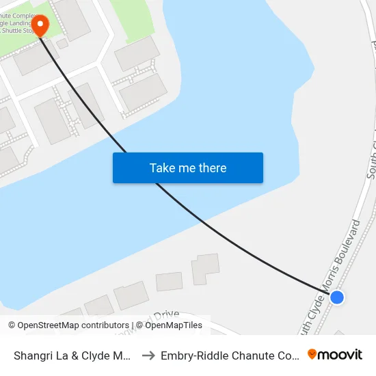 Shangri La & Clyde Moris Ib to Embry-Riddle Chanute Complex map