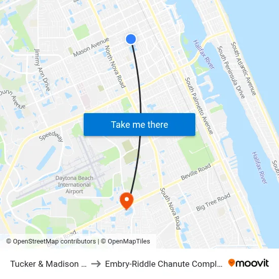 Tucker & Madison Ib to Embry-Riddle Chanute Complex map