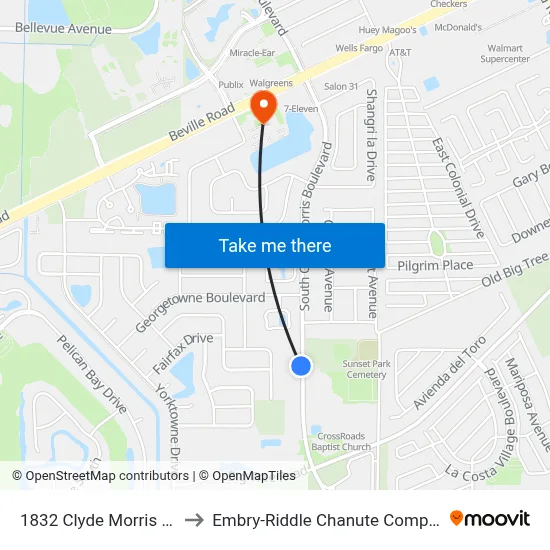 1832 Clyde Morris  Ob to Embry-Riddle Chanute Complex map