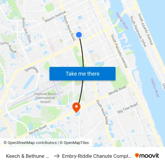 Keech & Bethune Ob to Embry-Riddle Chanute Complex map