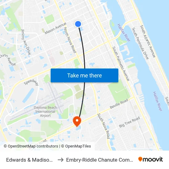 Edwards & Madison Ib to Embry-Riddle Chanute Complex map