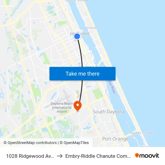 1028 Ridgewood Av. Ib to Embry-Riddle Chanute Complex map