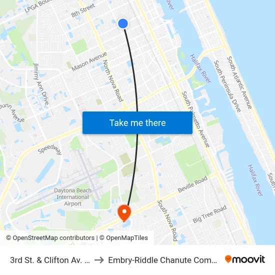 3rd St. & Clifton Av.  Ob to Embry-Riddle Chanute Complex map