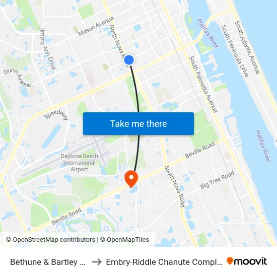 Bethune & Bartley Ob to Embry-Riddle Chanute Complex map
