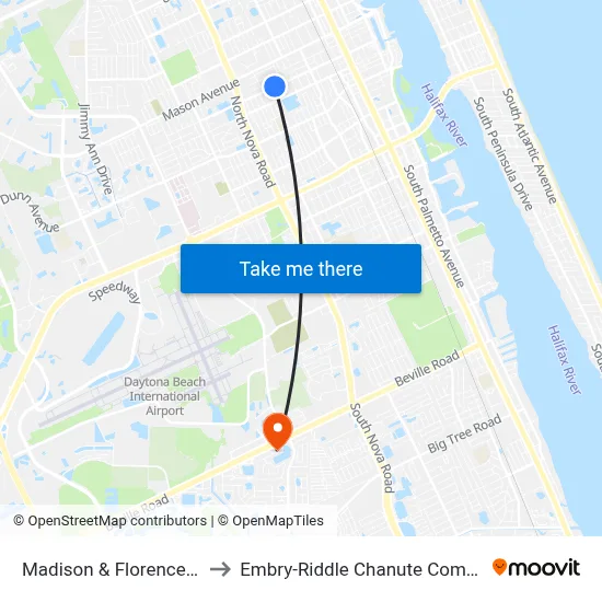 Madison & Florence Ob to Embry-Riddle Chanute Complex map