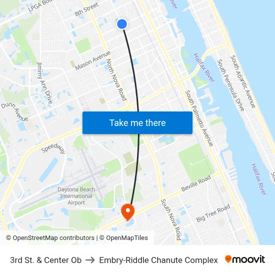 3rd St. & Center Ob to Embry-Riddle Chanute Complex map