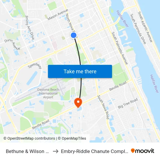 Bethune & Wilson Ob to Embry-Riddle Chanute Complex map