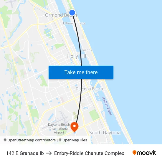 142 E Granada Ib to Embry-Riddle Chanute Complex map