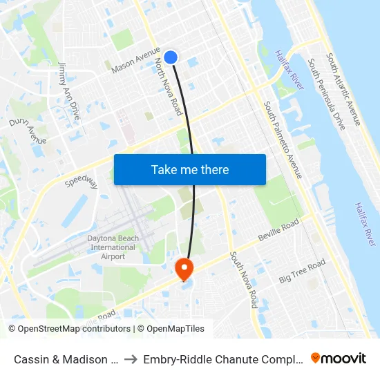 Cassin & Madison Ib to Embry-Riddle Chanute Complex map