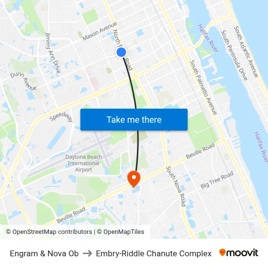 Engram & Nova Ob to Embry-Riddle Chanute Complex map