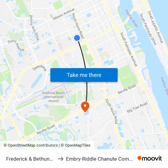 Frederick & Bethune  Ib to Embry-Riddle Chanute Complex map