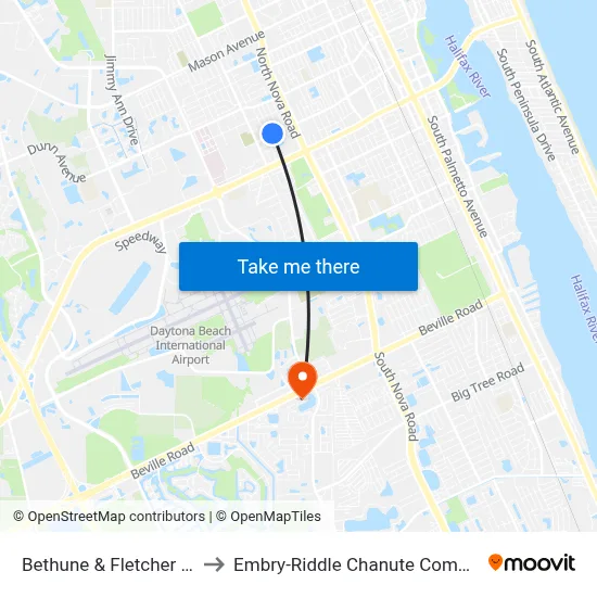 Bethune & Fletcher Ob to Embry-Riddle Chanute Complex map