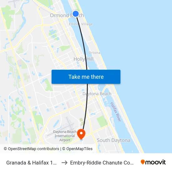 Granada & Halifax 19 Ob to Embry-Riddle Chanute Complex map