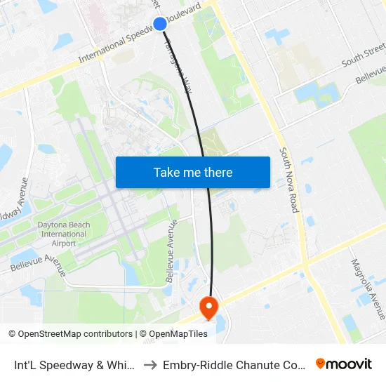 Int'L Speedway & White Ob to Embry-Riddle Chanute Complex map