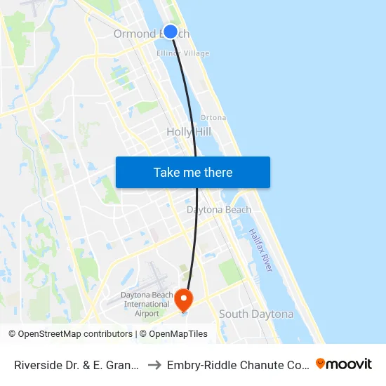 Riverside Dr. & E. Granada Ib to Embry-Riddle Chanute Complex map