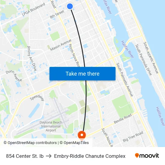 854 Center St. Ib to Embry-Riddle Chanute Complex map