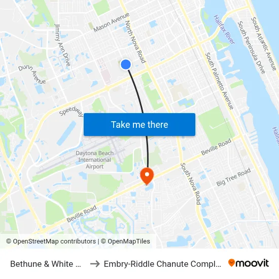 Bethune & White Ob to Embry-Riddle Chanute Complex map