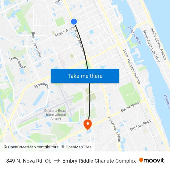 849 N. Nova Rd. Ob to Embry-Riddle Chanute Complex map