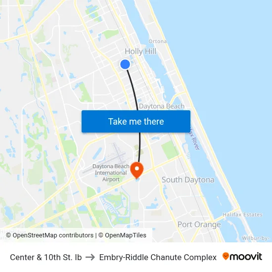 Center & 10th St. Ib to Embry-Riddle Chanute Complex map