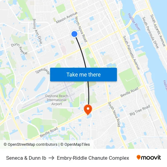 Seneca & Dunn Ib to Embry-Riddle Chanute Complex map