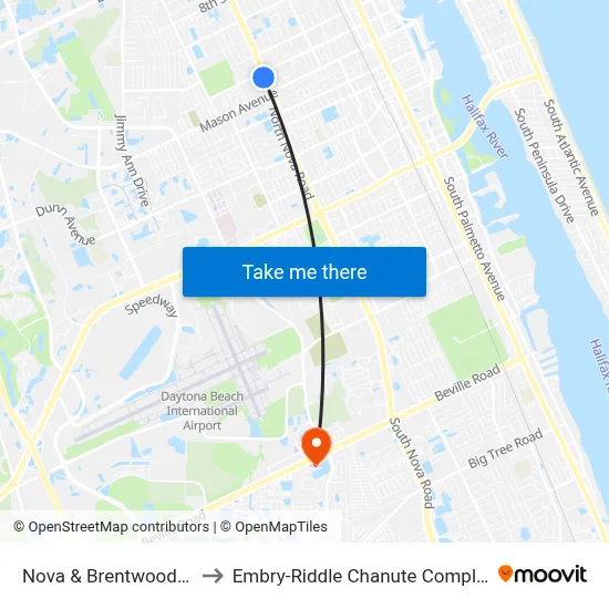 Nova & Brentwood Ib to Embry-Riddle Chanute Complex map