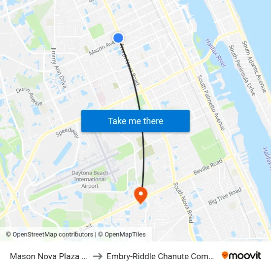 Mason Nova Plaza Wb to Embry-Riddle Chanute Complex map