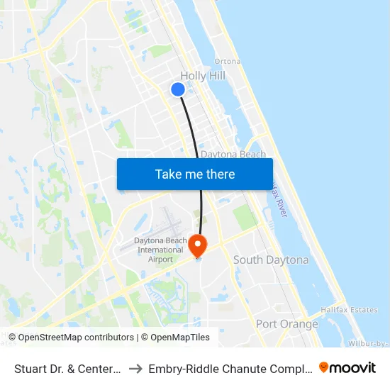 Stuart Dr. & Center Ib to Embry-Riddle Chanute Complex map