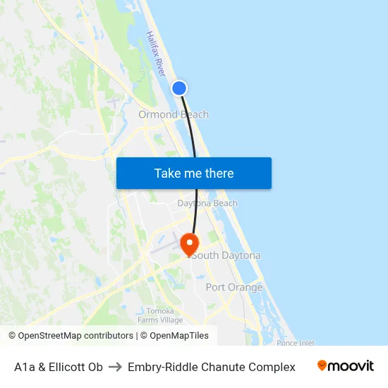 A1a & Ellicott Ob to Embry-Riddle Chanute Complex map