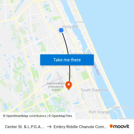 Center St. & L.P.G.A. Ob to Embry-Riddle Chanute Complex map