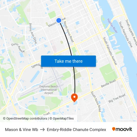 Mason & Vine Wb to Embry-Riddle Chanute Complex map