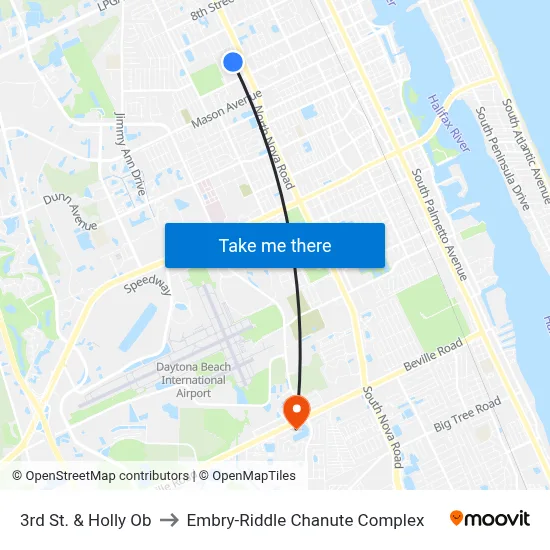 3rd St. & Holly Ob to Embry-Riddle Chanute Complex map