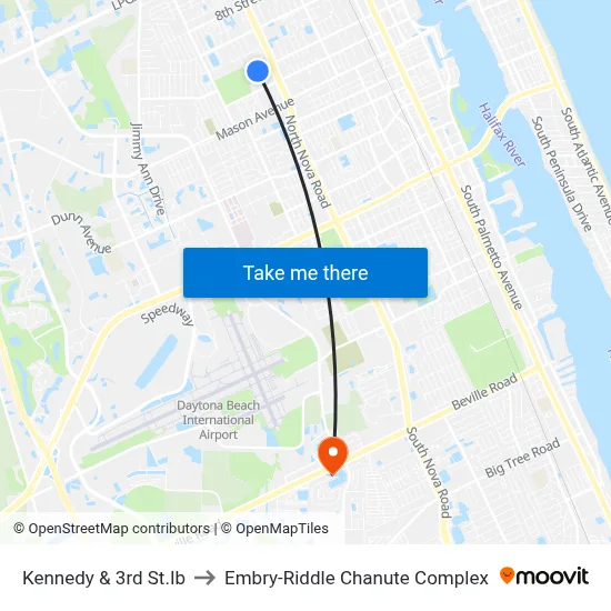 Kennedy & 3rd St.Ib to Embry-Riddle Chanute Complex map