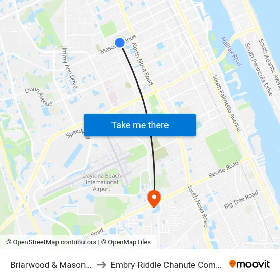 Briarwood & Mason Eb to Embry-Riddle Chanute Complex map