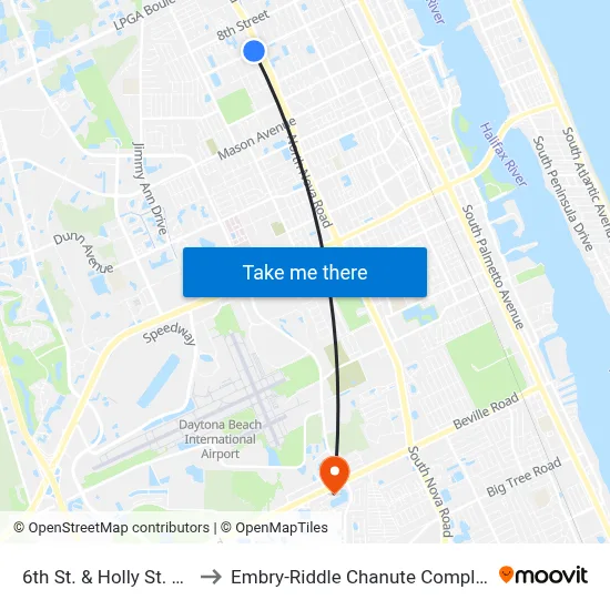 6th St. & Holly St. Ob to Embry-Riddle Chanute Complex map