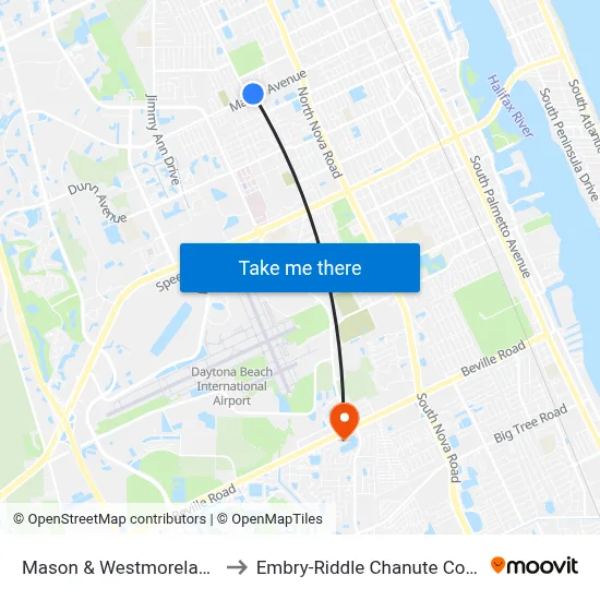 Mason & Westmoreland Ob to Embry-Riddle Chanute Complex map