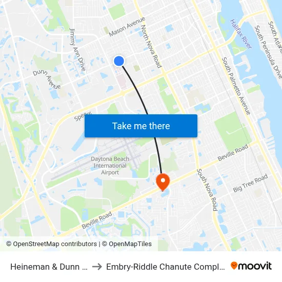 Heineman & Dunn Ib to Embry-Riddle Chanute Complex map