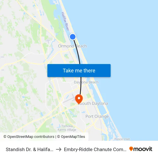 Standish Dr. & Halifax Ib to Embry-Riddle Chanute Complex map