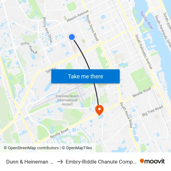 Dunn & Heineman Ob to Embry-Riddle Chanute Complex map