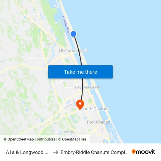 A1a & Longwood Ob to Embry-Riddle Chanute Complex map